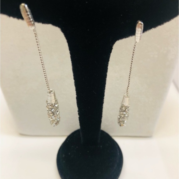 Elegant Long Teardrop Sparkling Zircon Dangling Tassel Statement Earrings - Picture 7 of 11